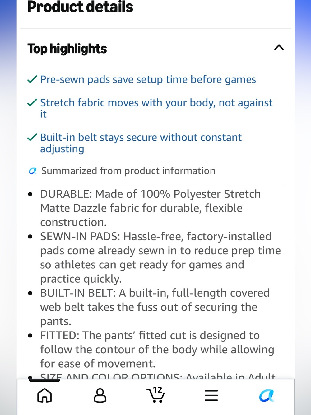 Champro Terminator 2 Integrated Adult Football Pants with Built-in Pads L - Picture 4 of 6